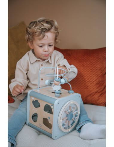 Cube d'Activité en Bois Bleu - Label Label