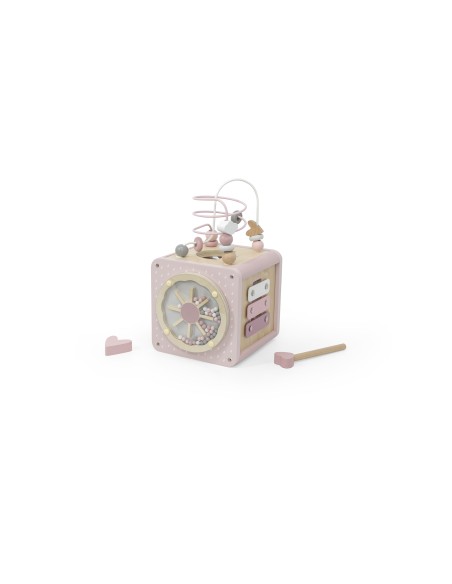 Cube d'Activité en Bois Rose - Label Label