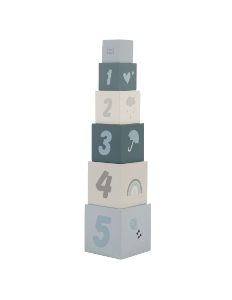 Gros Cubes à empiler en Bois Bleu - Label Label