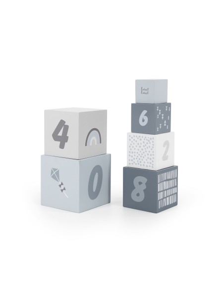 Gros Cubes à empiler en Bois Bleu - Label Label