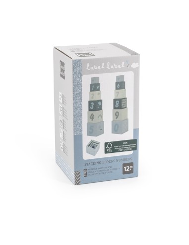 Gros Cubes à empiler en Bois Bleu - Label Label