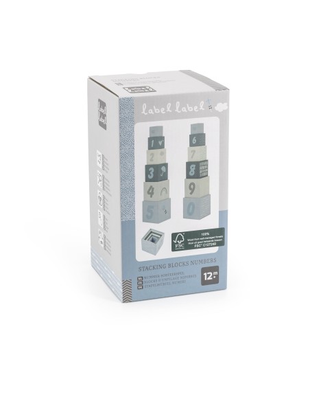 Gros Cubes à empiler en Bois Bleu - Label Label