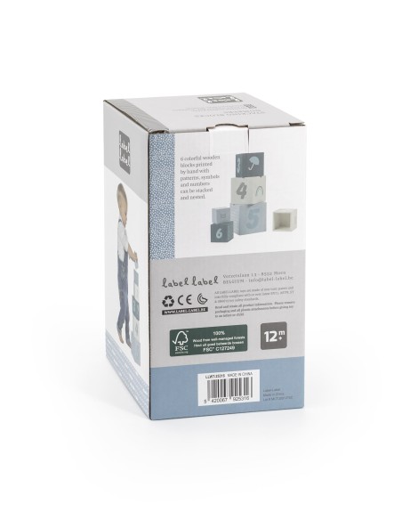 Gros Cubes à empiler en Bois Bleu - Label Label