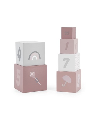 Gros Cubes à empiler en Bois Rose - Label Label
