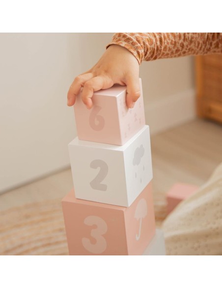 Gros Cubes à empiler en Bois Rose - Label Label