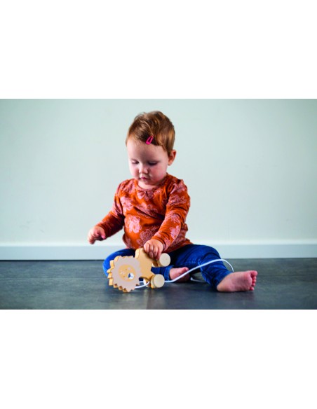 Jouet à Tirer Lion en Bois