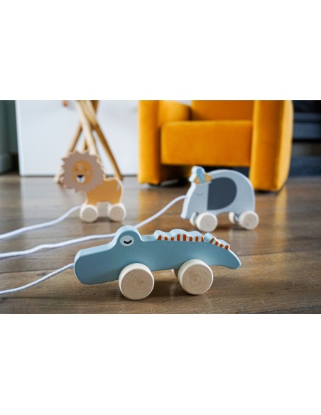 Jouet à Tirer Lion en Bois