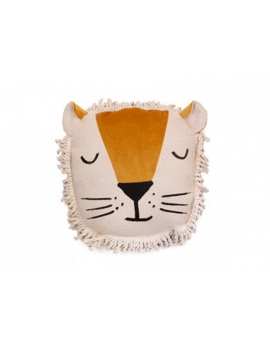Coussin Lion jaune Nobodinoz en velours
