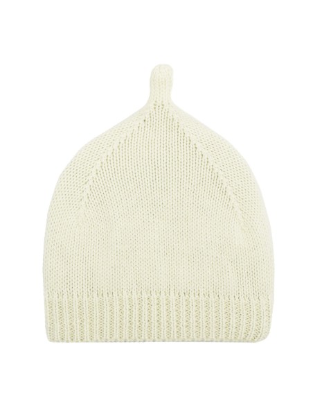 Bonnet pour bébé Mao Ivoire en laine de mérinos