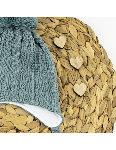 Bonnet Camille Vert avec Pompon et lien...