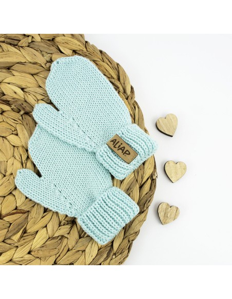 Moufles en laine de Mérinos Eden Vert d'Eau