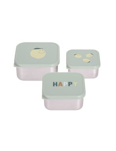 Lot de 3 Boîtes à goûter en Inox Happy Fruit Lemon