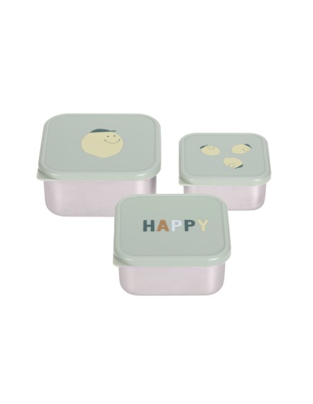 Lot de 3 Boîtes à goûter en Inox Happy Fruit Lemon