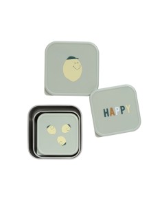 Lot de 3 Boîtes à goûter en Inox Happy Fruit Lemon 2