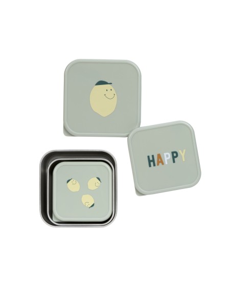 Lot de 3 Boîtes à goûter en Inox Happy Fruit Lemon