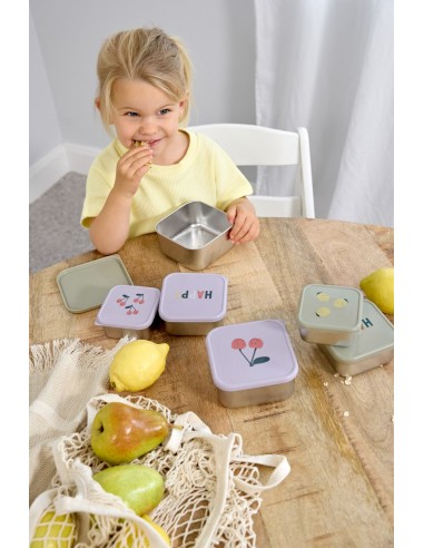 Lot de 3 Boîtes à goûter en Inox Happy Fruit Lemon