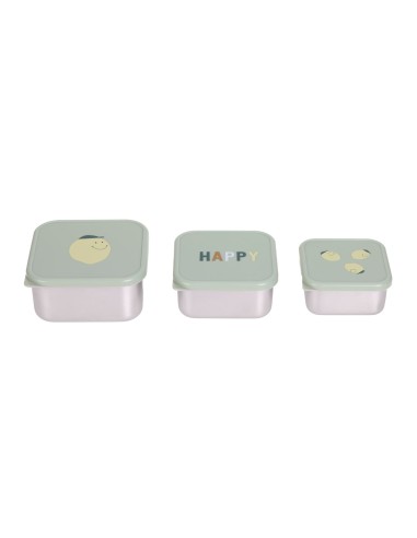Lot de 3 Boîtes à goûter en Inox Happy Fruit Lemon