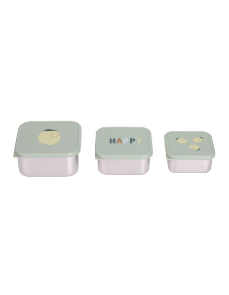 Lot de 3 Boîtes à goûter en Inox Happy Fruit Lemon