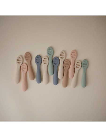 Pré Cuillères d'apprentissage Mushie (x2) Bleue & Sable