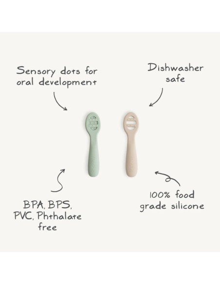 Pré Cuillères d'apprentissage Mushie (x2) Rose & Sable