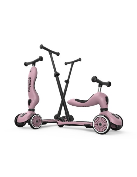 Push and Go - Porteur 2 en 1 évolutif en trottinette 1 à 5 ans Rose Wildberry