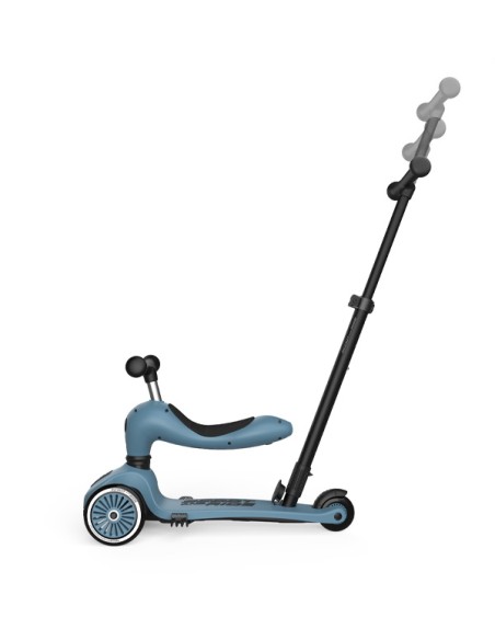 Push and Go - Porteur 2 en 1 évolutif en trottinette 1 à 5 ans Bleu Acier