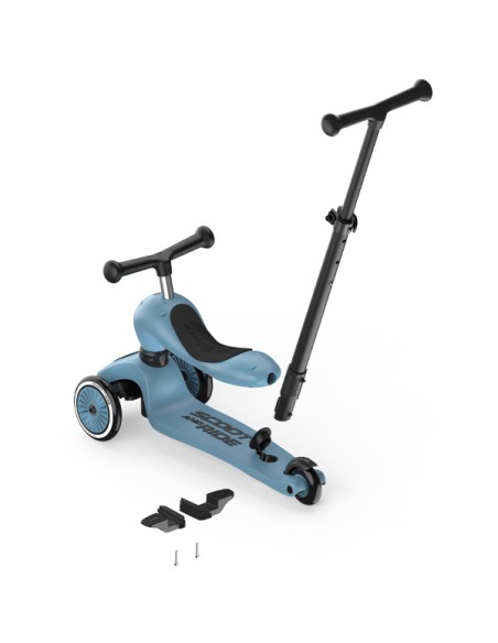 Push and Go - Porteur 2 en 1 évolutif en trottinette 1 à 5 ans Bleu Acier