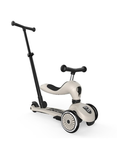 Push and Go - Porteur 2 en 1 évolutif en trottinette 1 à 5 ans Blanc Ash