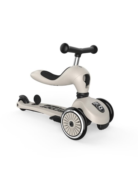 Push and Go - Porteur 2 en 1 évolutif en trottinette 1 à 5 ans Blanc Ash