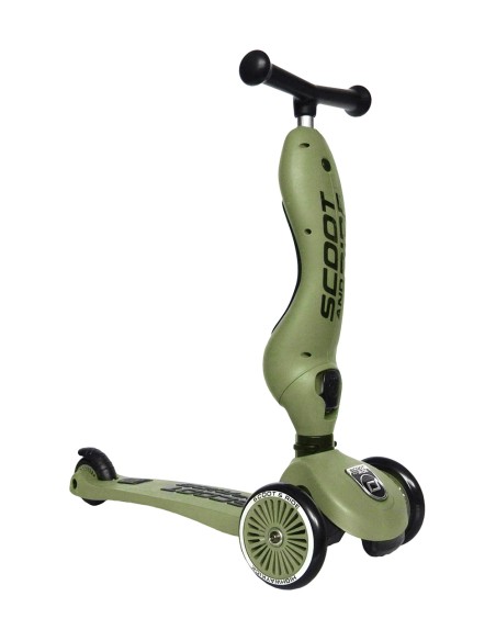 Porteur 2 en 1 évolutif en trottinette 1 à 5 ans Vert Olive