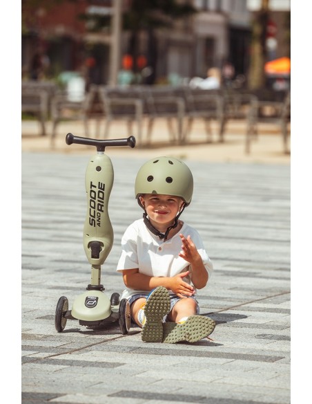 Porteur 2 en 1 évolutif en trottinette 1 à 5 ans Vert Olive