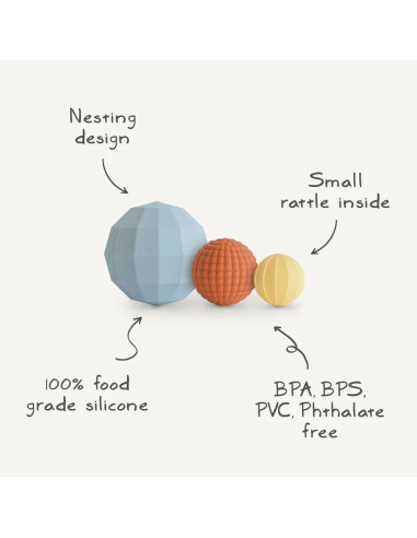 Lot de 3 Balles Sensorielles Mushie Blush