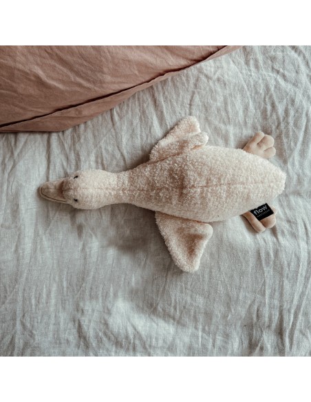 Peluche réconfortante musicale et bruits blancs Petite Oie Liva crème