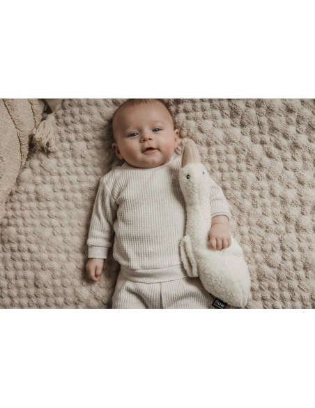 Peluche réconfortante musicale et bruits blancs Petite Oie Liva crème
