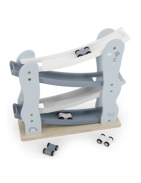 Circuit Toboggan Voiture Bleu en Bois - Label Label