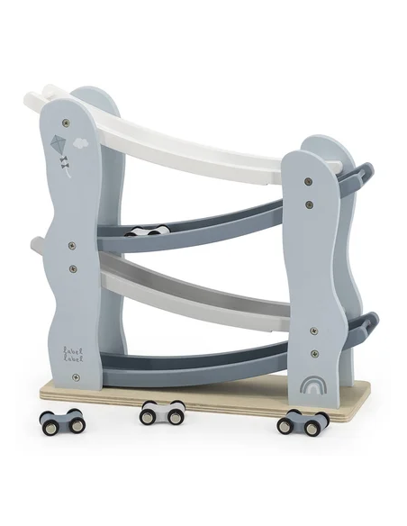 Circuit Toboggan Voiture Bleu en Bois - Label Label