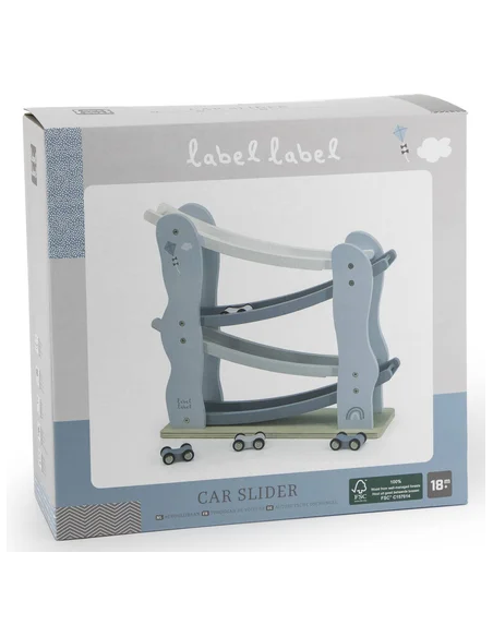 Circuit Toboggan Voiture Bleu en Bois - Label Label