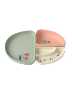 Set Repas en Silicone Anti Dérapant Happy Fruit Cherry...