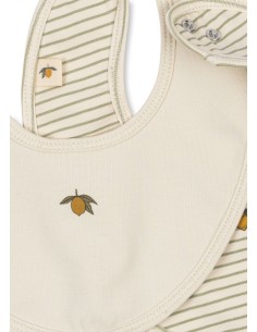 Lot de 2 Bavoirs naissance en coton biologique Tea Stripe 2