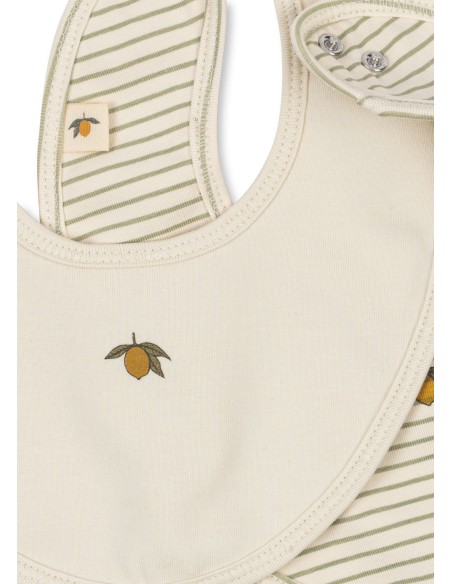 Lot de 2 Bavoirs naissance en coton biologique Tea Stripe