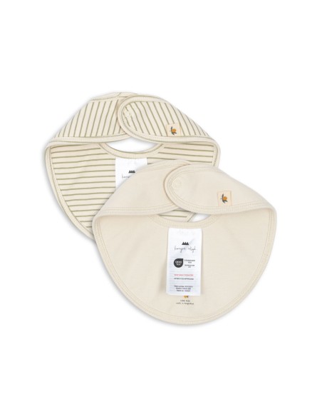 Lot de 2 Bavoirs naissance en coton biologique Tea Stripe