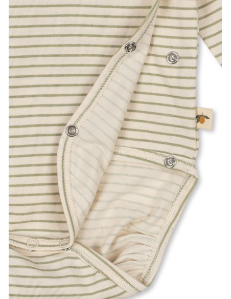Body croisé à manches longues en coton biologique Tea Stripes