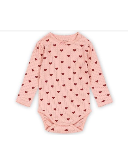 Body à manches Longues en coton biologique Amour Rouge
