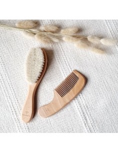 Set de Brosse à Cheveux et Peigne enfant en Bois