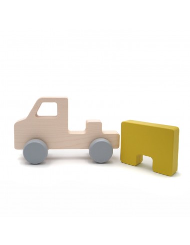 Camion Puzzle Truck en bois Moutarde