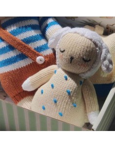 Hochet en Crochet Mouton Nino Bleu LeroLero - Jouet...