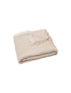 Couverture à franges en Gaze de coton bio Stripe Biscuit... 2