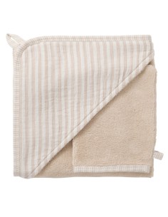 Cape de bain & Gant de toilette Bambou Stripe Galet