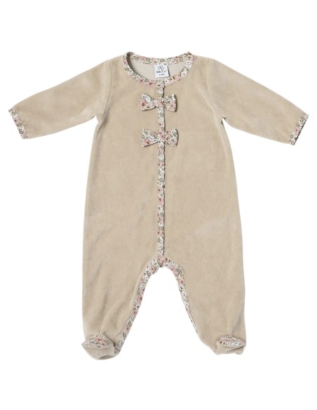 Pyjama avec pieds Velours Beige Afternoon Tea