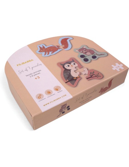 Boîte de 7 Puzzles Filibabba Animaux
